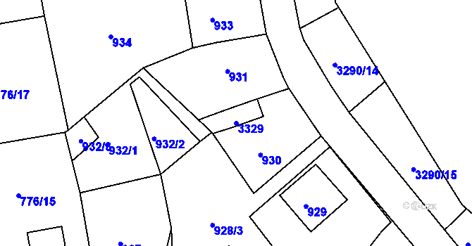 Parcela st. 3329 v KÚ Duchcov, Katastrální mapa