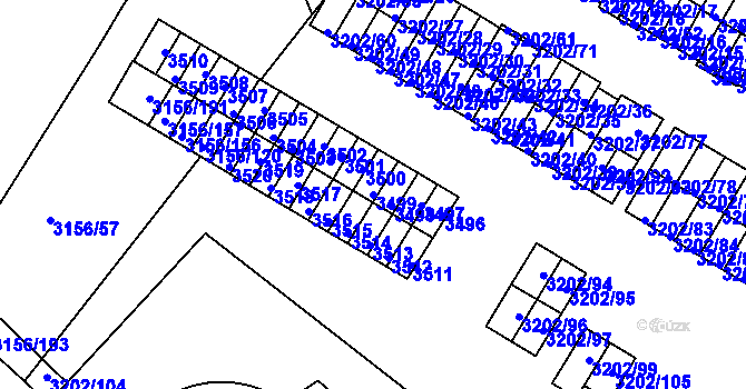 Parcela st. 3499 v KÚ Duchcov, Katastrální mapa