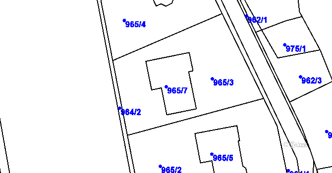 Parcela st. 965/7 v KÚ Duchcov, Katastrální mapa