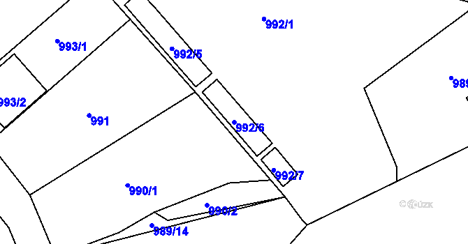 Parcela st. 992/6 v KÚ Duchcov, Katastrální mapa