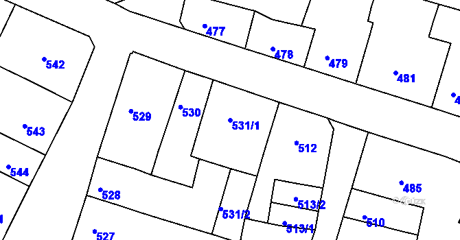 Parcela st. 531/1 v KÚ Duchcov, Katastrální mapa