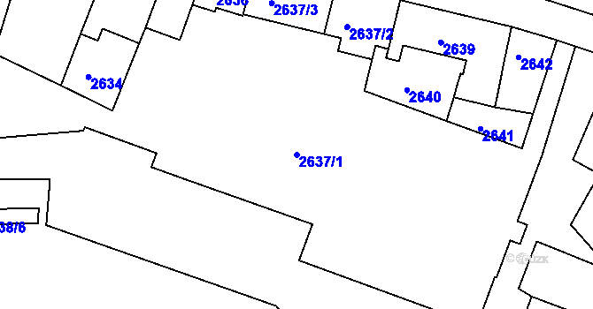Parcela st. 2637/1 v KÚ Duchcov, Katastrální mapa