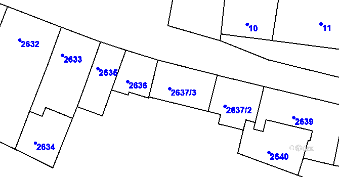 Parcela st. 2637/3 v KÚ Duchcov, Katastrální mapa