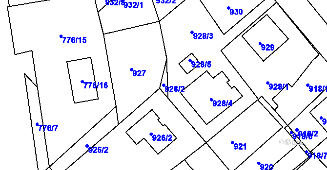 Parcela st. 928/2 v KÚ Duchcov, Katastrální mapa