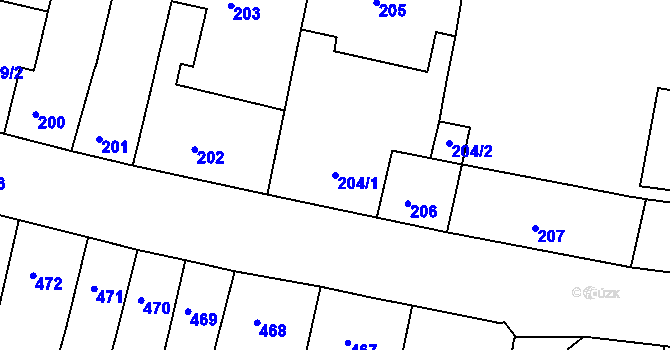 Parcela st. 204/1 v KÚ Duchcov, Katastrální mapa