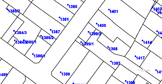 Parcela st. 1399/1 v KÚ Duchcov, Katastrální mapa