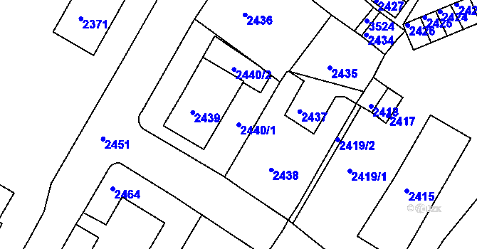 Parcela st. 2440/1 v KÚ Duchcov, Katastrální mapa