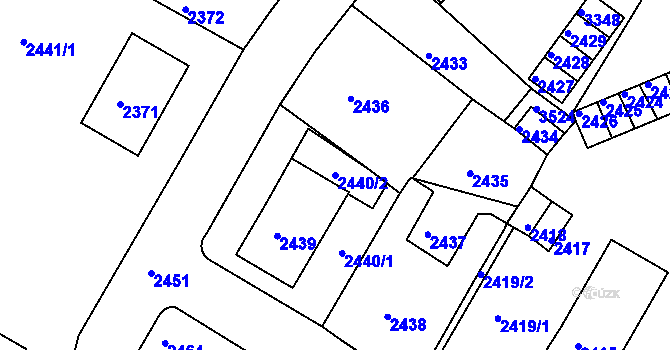 Parcela st. 2440/2 v KÚ Duchcov, Katastrální mapa