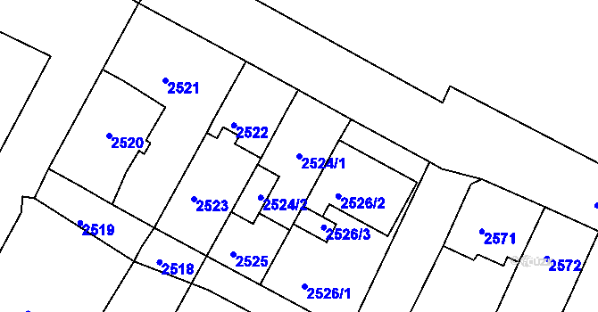 Parcela st. 2524/1 v KÚ Duchcov, Katastrální mapa