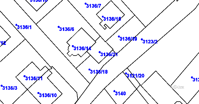 Parcela st. 3136/21 v KÚ Duchcov, Katastrální mapa