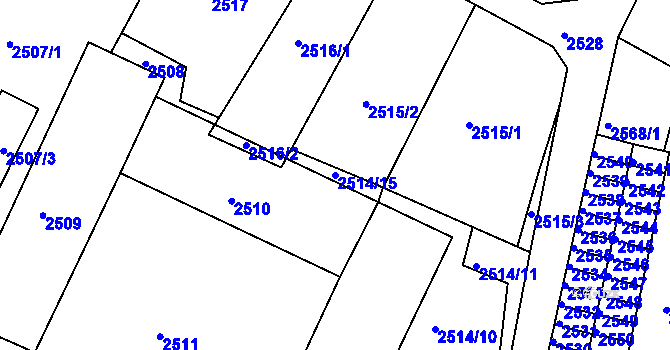 Parcela st. 2514/15 v KÚ Duchcov, Katastrální mapa