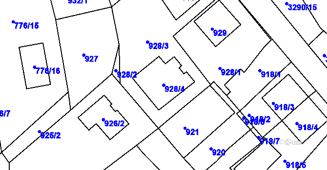 Parcela st. 928/4 v KÚ Duchcov, Katastrální mapa