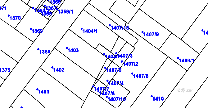 Parcela st. 1404/2 v KÚ Duchcov, Katastrální mapa