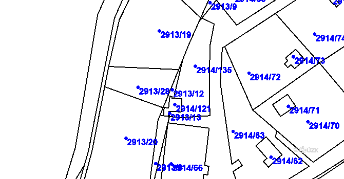 Parcela st. 2913/12 v KÚ Duchcov, Katastrální mapa