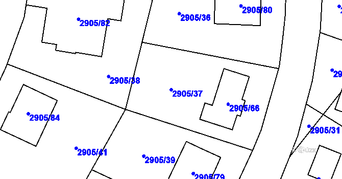 Parcela st. 2905/37 v KÚ Duchcov, Katastrální mapa