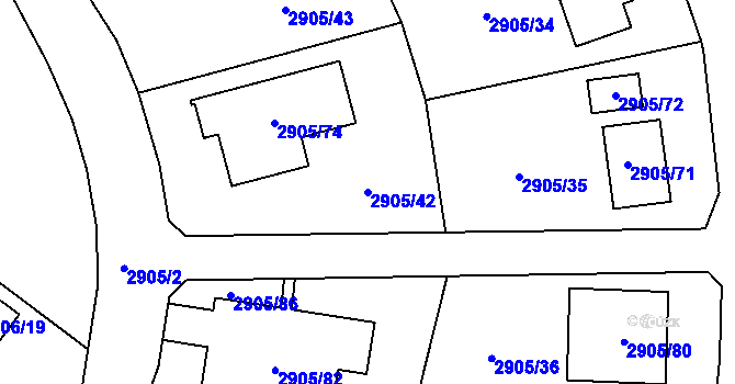Parcela st. 2905/42 v KÚ Duchcov, Katastrální mapa