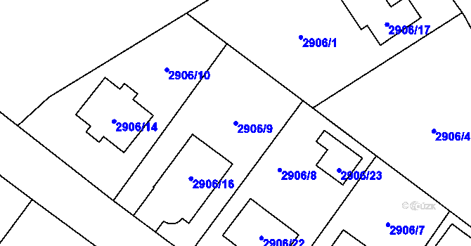 Parcela st. 2906/9 v KÚ Duchcov, Katastrální mapa