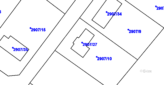 Parcela st. 2907/27 v KÚ Duchcov, Katastrální mapa