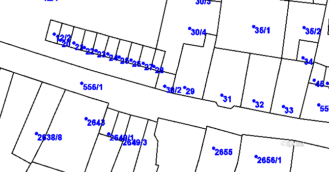 Parcela st. 30/2 v KÚ Duchcov, Katastrální mapa