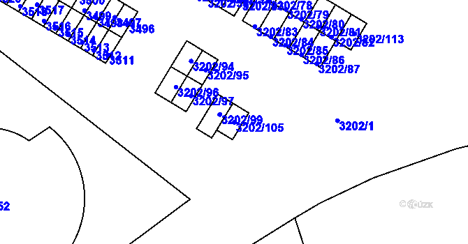 Parcela st. 3202/105 v KÚ Duchcov, Katastrální mapa
