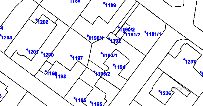 Parcela st. 1193/1 v KÚ Duchcov, Katastrální mapa