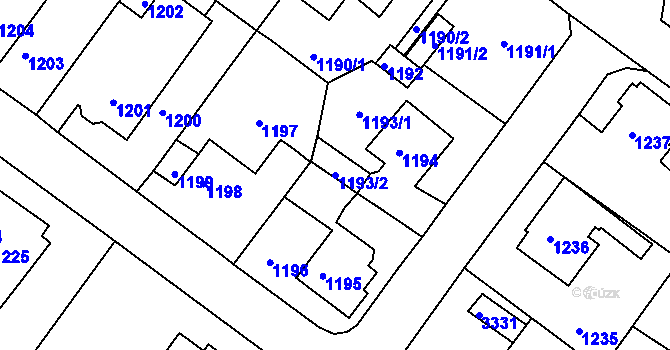 Parcela st. 1193/2 v KÚ Duchcov, Katastrální mapa