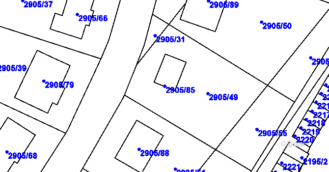 Parcela st. 2905/85 v KÚ Duchcov, Katastrální mapa