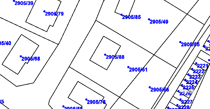 Parcela st. 2905/88 v KÚ Duchcov, Katastrální mapa