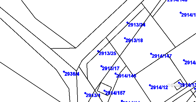 Parcela st. 2913/25 v KÚ Duchcov, Katastrální mapa