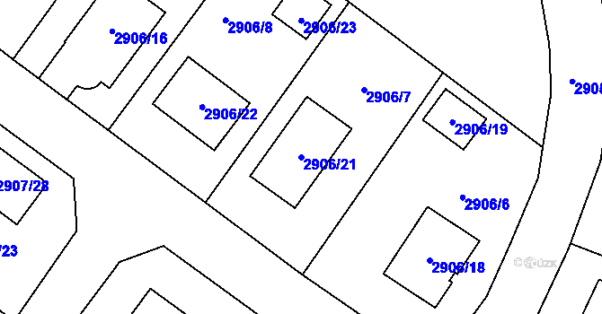 Parcela st. 2906/21 v KÚ Duchcov, Katastrální mapa