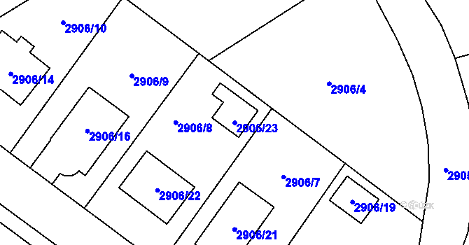 Parcela st. 2906/23 v KÚ Duchcov, Katastrální mapa