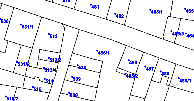 Parcela st. 485/1 v KÚ Duchcov, Katastrální mapa