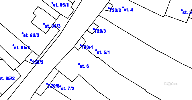 Parcela st. 5/1 v KÚ Dukovany, Katastrální mapa