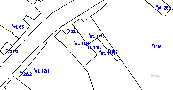 Parcela st. 11/5 v KÚ Dukovany, Katastrální mapa