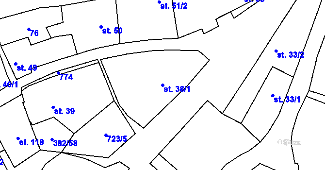 Parcela st. 38/1 v KÚ Dukovany, Katastrální mapa