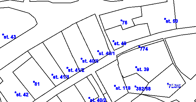 Parcela st. 40/1 v KÚ Dukovany, Katastrální mapa