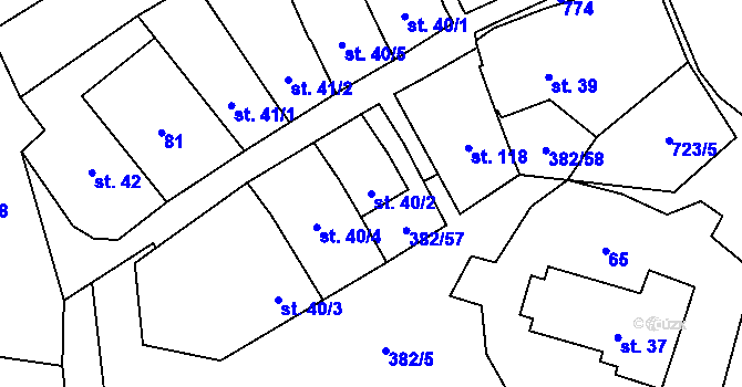 Parcela st. 40/2 v KÚ Dukovany, Katastrální mapa