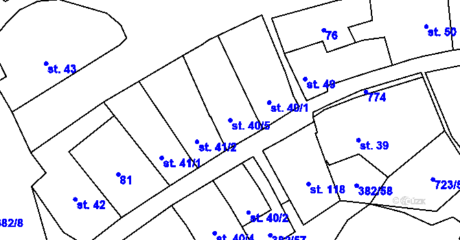 Parcela st. 40/5 v KÚ Dukovany, Katastrální mapa