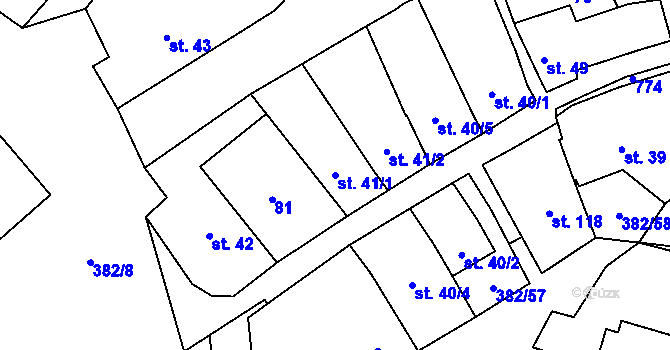 Parcela st. 41/1 v KÚ Dukovany, Katastrální mapa