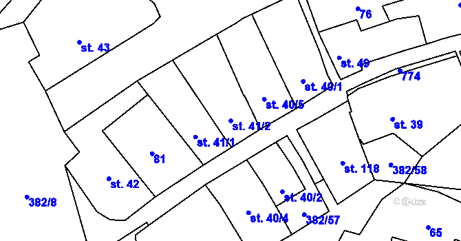 Parcela st. 41/2 v KÚ Dukovany, Katastrální mapa