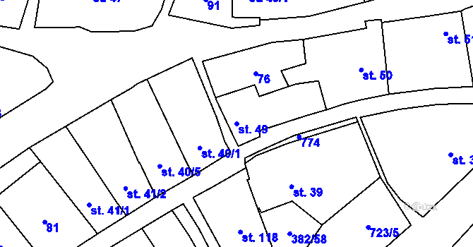 Parcela st. 49 v KÚ Dukovany, Katastrální mapa