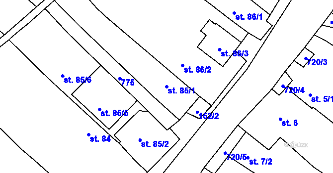 Parcela st. 85/1 v KÚ Dukovany, Katastrální mapa