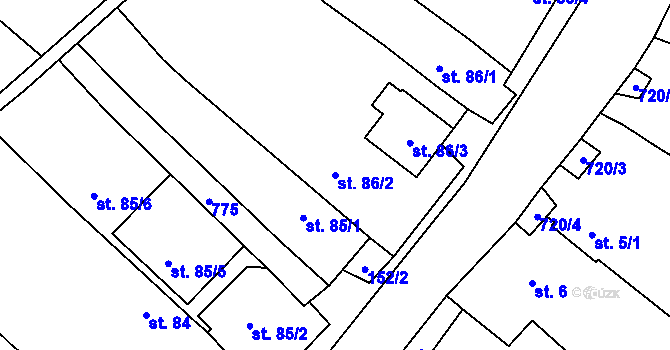 Parcela st. 86/2 v KÚ Dukovany, Katastrální mapa