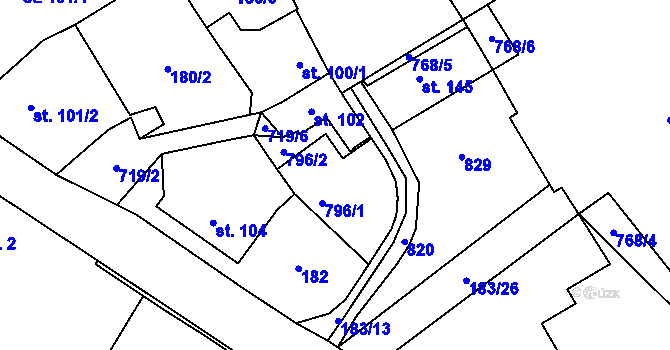 Parcela st. 103 v KÚ Dukovany, Katastrální mapa