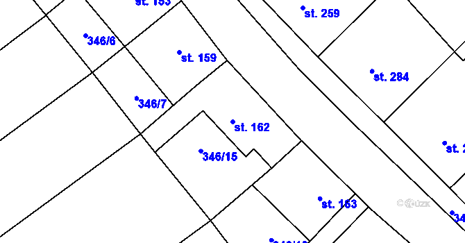 Parcela st. 162 v KÚ Dukovany, Katastrální mapa