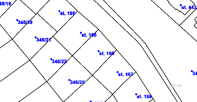 Parcela st. 166 v KÚ Dukovany, Katastrální mapa