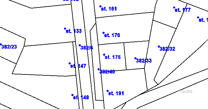 Parcela st. 175 v KÚ Dukovany, Katastrální mapa