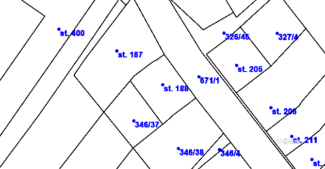 Parcela st. 188 v KÚ Dukovany, Katastrální mapa