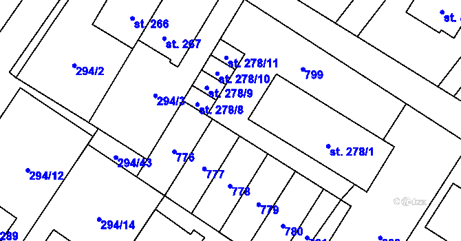 Parcela st. 278/4 v KÚ Dukovany, Katastrální mapa