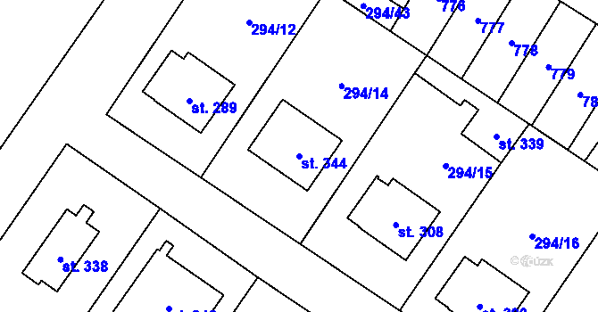 Parcela st. 344 v KÚ Dukovany, Katastrální mapa